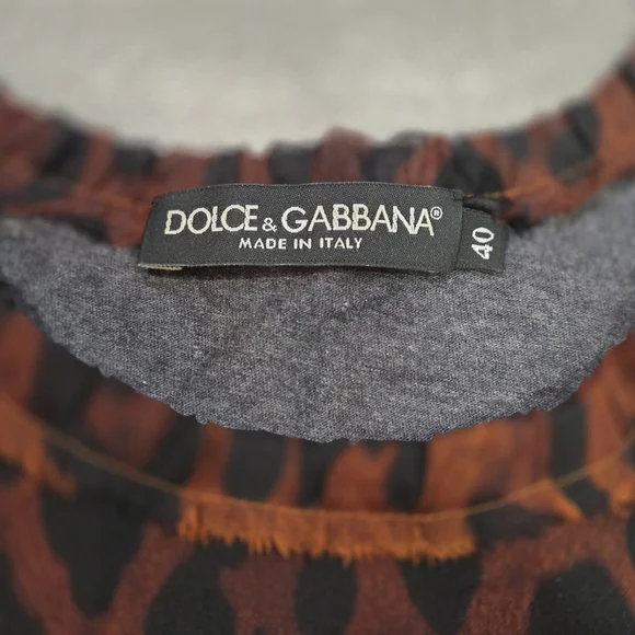 Dolce & Gabbana Leopard Print 1/2 & 1/2 Silk & Cotton Sleeveless Tank GUC 40/US6 - Picture 8 of 9